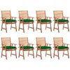 Image de Chaises À Manger D'extérieur Lot De 8 Et Coussins Acacia Massif Vidaxl