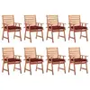 Image de Chaises À Manger D'extérieur Lot De 8 Et Coussins Acacia Massif Vidaxl