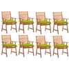 Image de Chaises À Manger D'extérieur Lot De 8 Et Coussins Acacia Massif Vidaxl