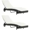 Image de Chaises Longues Lot De 2 Avec Roues Et Coussins Résine Tressée Vidaxl