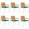 Image de Chaises De Jardin Lot De 6 Avec Coussins Bois D'acacia Solide Vidaxl