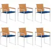 Image de Chaises De Jardin Lot De 6 Avec Coussins Bois D'acacia Solide Vidaxl