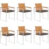Image de Chaises De Jardin Lot De 6 Avec Coussins Bois D'acacia Solide Vidaxl