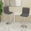 Image de Tabourets De Bar Lot De 2 Gris Foncé Tissu Vidaxl