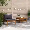 Image de Salon De Jardin 2 Pcs Avec Coussins Gris Foncé Bois D'acacia Vidaxl