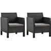 Image de Chaises De Jardin Avec Coussins Lot De 2 Pp Rotin Anthracite Vidaxl