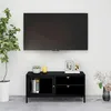 Image de Meuble Tv Noir 90x30x44 Cm Acier Et Verre Vidaxl