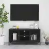 Image de Meuble Tv Noir 105x35x52 Cm Acier Et Verre Vidaxl