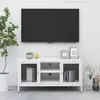 Image de Meuble Tv Blanc 105x35x52 Cm Acier Et Verre Vidaxl