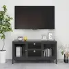 Image de Meuble Tv Anthracite 105x35x52 Cm Acier Et Verre Vidaxl