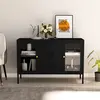 Image de Buffet Noir 105x35x70 Cm Acier Et Verre Trempé Vidaxl