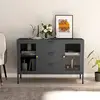 Image de Buffet Anthracite 105x35x70 Cm Acier Et Verre Trempé Vidaxl