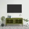 Image de Meuble Tv Vert Olive 105x35x50 Cm Acier Vidaxl