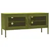 Image de Vidaxl meuble tv vert olive 105x35x50 cm acier