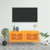 Image de vidaXL Meuble TV Jaune moutarde 105x35x50 cm Acier