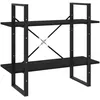 Image de Bibliothèque À 2 Niveaux Noir 80x30x70 Cm Bois De Pin Massif Vidaxl