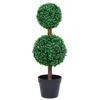 Image de vidaXL Plante de buis artificiel avec pot Forme de boule Vert 60 cm
