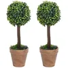 Image de Plantes De Buis Artificiel 2 Pcs Avec Pots Boule Vert 33 Cm Vidaxl
