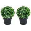 Image de Plantes De Buis Artificiel 2 Pcs Avec Pots Boule Vert 37 Cm Vidaxl
