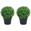 Image de Plantes De Buis Artificiel 2 Pcs Avec Pots Boule Vert 32 Cm Vidaxl