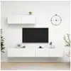 Image de Meubles tv 3 pcs blanc aggloméré