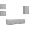 Image de Ensemble De Meubles Tv 5 Pcs Gris Béton Bois D'ingénierie Vidaxl