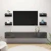 Image de Étagères Murales 4 Pcs Gris Brillant Bois D'ingénierie Vidaxl
