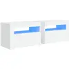 Image de Tables De Chevet 2 Pcs Avec Led Blanc 60x35x40 Cm Vidaxl