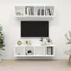 Image de Meubles Tv Muraux 2 Pcs Blanc Bois D'ingénierie Vidaxl