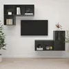 Image de Meubles Tv Muraux 4 Pcs Gris Brillant Bois D'ingénierie Vidaxl