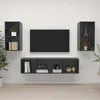 Image de Meubles Tv Muraux 4 Pcs Gris Brillant Bois D'ingénierie Vidaxl