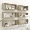 Image de vidaXL Étagères cube murales 6 pcs Chêne sonoma 60x15x23 cm Aggloméré
