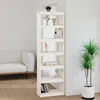 Image de Bibliothèque - Pin - 60x30x1995cm - Blanc - 6 étagères - Design contemporain