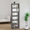 Image de Bibliothèque - Gris - 60x30x1995 cm - Bois massif - 6 étagères - Contemporain