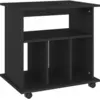 Image de Armoire À Roulettes Noir 60x45x60 Cm Bois D’ingénierie Vidaxl