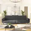 Image de Canapé-lit À 2 Places Avec Deux Oreillers Gris Foncé Velours Vidaxl