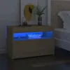 Image de Table De Chevet Avec Lumières Led Chêne Sonoma 60x35x40 Cm Vidaxl