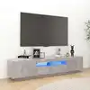 Image de Meuble Tv Avec Lumières Led Gris Béton 180x35x40 Cm Vidaxl