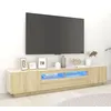 Image de Meuble Tv Avec Lumières Led Chêne Sonoma 200x35x40 Cm Vidaxl