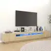 Image de Meuble Tv Avec Lumières Led Chêne Sonoma 260x35x40 Cm Vidaxl