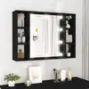 Image de Armoire À Miroir Avec Led Noir 76x15x55 Cm Vidaxl