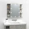Image de vidaXL Armoire à Miroir avec LED Armoire Murale Armoire de Salle de Bain Meuble de Rangement Armoire de Rangement Gris Béton 808877