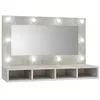 Image de vidaXL Armoire à Miroir avec LED Armoire Murale Armoire de Salle de Bain Meuble de Rangement Armoire de Rangement Gris Béton 808895