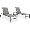 Image de Chaises Longues Lot De 2 Avec Table Textilène Et Acier Vidaxl