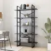 Image de Bibliothèque À 5 Niveaux Gris 100x30x175 Cm Bois D'ingénierie Vidaxl
