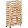 Image de Chariot À Légumes 37x30x80 Cm Bois De Pin Solide Vidaxl