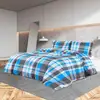 Image de Ensemble De Housse De Couette Bleu Et Gris 135x200 Cm Coton Vidaxl