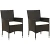 Image de Chaises De Jardin Lot De 2 Avec Coussins Résine Tressée Noir Vidaxl