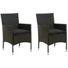 Image de Chaises De Jardin Lot De 2 Avec Coussins Résine Tressée Noir Vidaxl