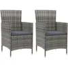Image de Chaises De Jardin Avec Coussins Lot De 2 Résine Tressée Gris Vidaxl